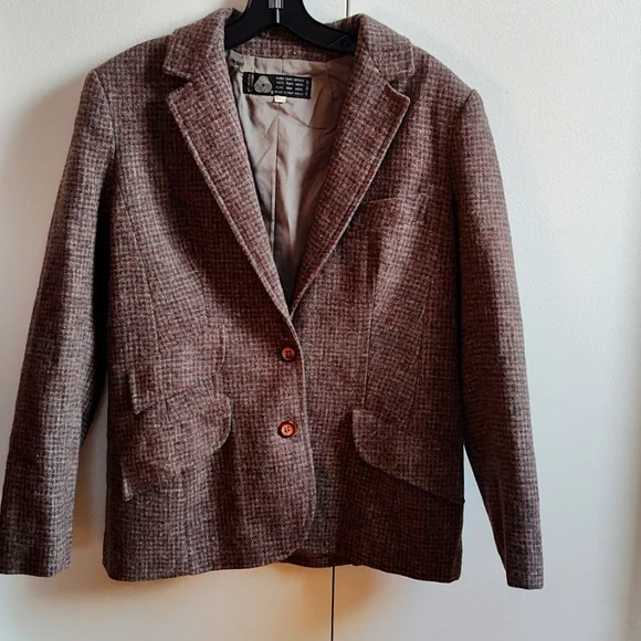 Vintage ladies tweed, wool blazer, size 13/14 Made in Uruguay. Fits like 6 or 8. - Picture 1 of 16